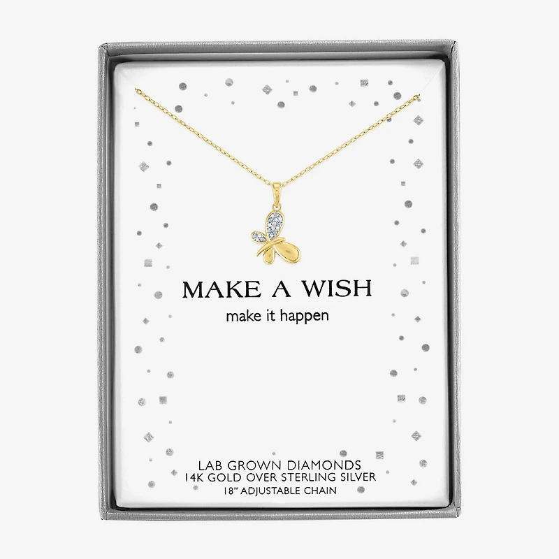 Diamond Addiction (G-H, Si2-I1), Butterfly Womens Diamond Accent Lab Grown White Diamond Accent 14K Gold Over Silver Butterfly 16 Inch Pendant Necklace