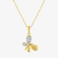 Diamond Addiction (G-H, Si2-I1), Butterfly Womens Diamond Accent Lab Grown White Diamond Accent 14K Gold Over Silver Butterfly 16 Inch Pendant Necklace
