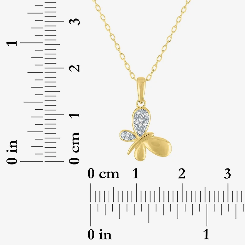 Diamond Addiction (G-H, Si2-I1), Butterfly Womens Diamond Accent Lab Grown White Diamond Accent 14K Gold Over Silver Butterfly 16 Inch Pendant Necklace