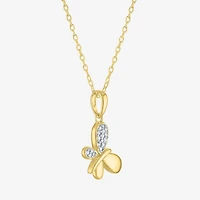 Diamond Addiction (G-H, Si2-I1), Butterfly Womens Diamond Accent Lab Grown White Diamond Accent 14K Gold Over Silver Butterfly 16 Inch Pendant Necklace
