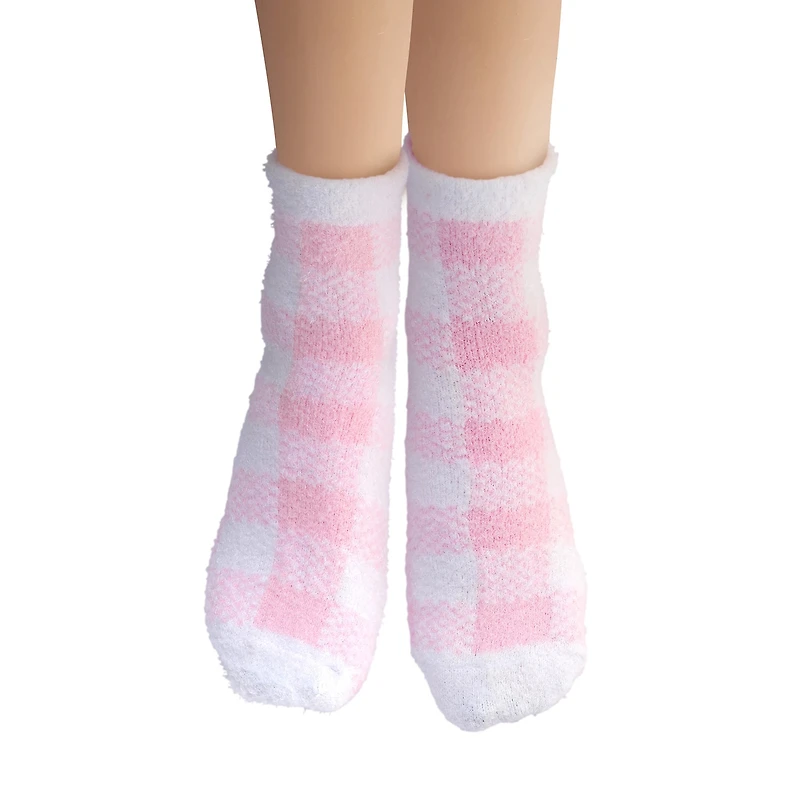 Earth Therapeutics Pink Plaid Aloe Moisturizing Socks