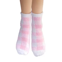 Earth Therapeutics Pink Plaid Aloe Moisturizing Socks