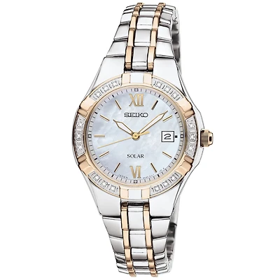 Seiko® Womens Two-Tone Diamond-Accent Solar Watch SUT068