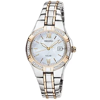 Seiko® Womens Two-Tone Diamond-Accent Solar Watch SUT068