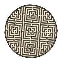 Safavieh Courtyard Collection Varvara Geometric Indoor/Outdoor Round Area Rug