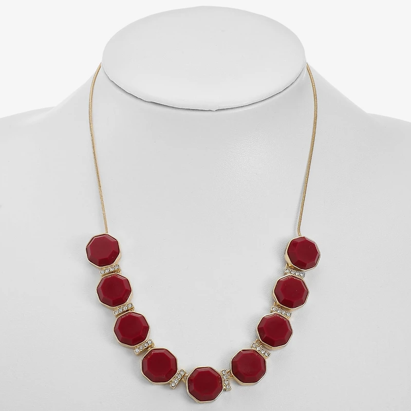 Liz Claiborne Womens Red 17 Inch Collar Necklace