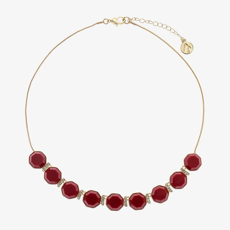 Liz Claiborne Womens Red 17 Inch Collar Necklace