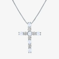 Womens White Opal Sterling Silver 18 Inch Pendant Necklace