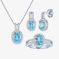 Womens Genuine Blue Topaz Sterling Silver -pc. Jewelry Set