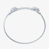 Womens Lab Created White Opal Sterling Silver Pear Bangle Bracelet