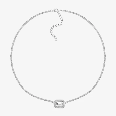 Diamonart Womens White Cubic Zirconia Sterling Silver Inch Tennis Necklace