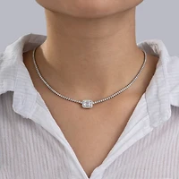 Diamonart Womens White Cubic Zirconia Sterling Silver Inch Tennis Necklace