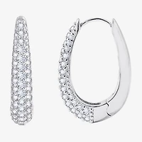 Diamonart Womens Cubic Zirconia Sterling Silver 39.7mm Oval Hoop Earrings