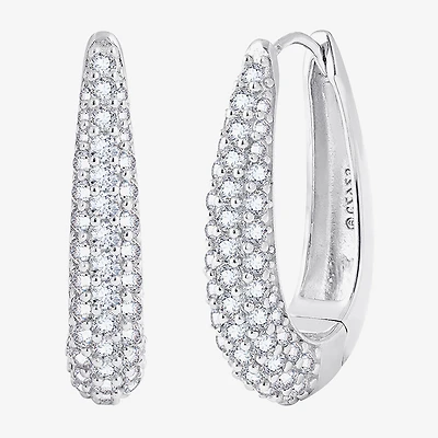 Diamonart Womens Cubic Zirconia Sterling Silver 39.7mm Oval Hoop Earrings