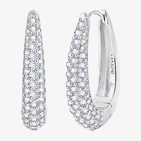 Diamonart Womens Cubic Zirconia Sterling Silver 39.7mm Oval Hoop Earrings