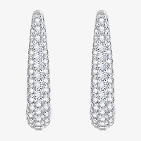 Diamonart Womens Cubic Zirconia Sterling Silver 39.7mm Oval Hoop Earrings