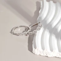 Diamonart Womens Cubic Zirconia Sterling Silver 18.5mm Oval Hoop Earrings