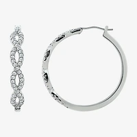 Diamonart Womens Cubic Zirconia Sterling Silver 18.5mm Oval Hoop Earrings