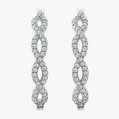 Diamonart Womens Cubic Zirconia Sterling Silver 18.5mm Oval Hoop Earrings