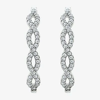 Diamonart Womens Cubic Zirconia Sterling Silver 18.5mm Oval Hoop Earrings