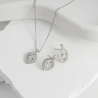 Diamonart Womens Cubic Zirconia Sterling Silver Heart 2-pc. Jewelry Set