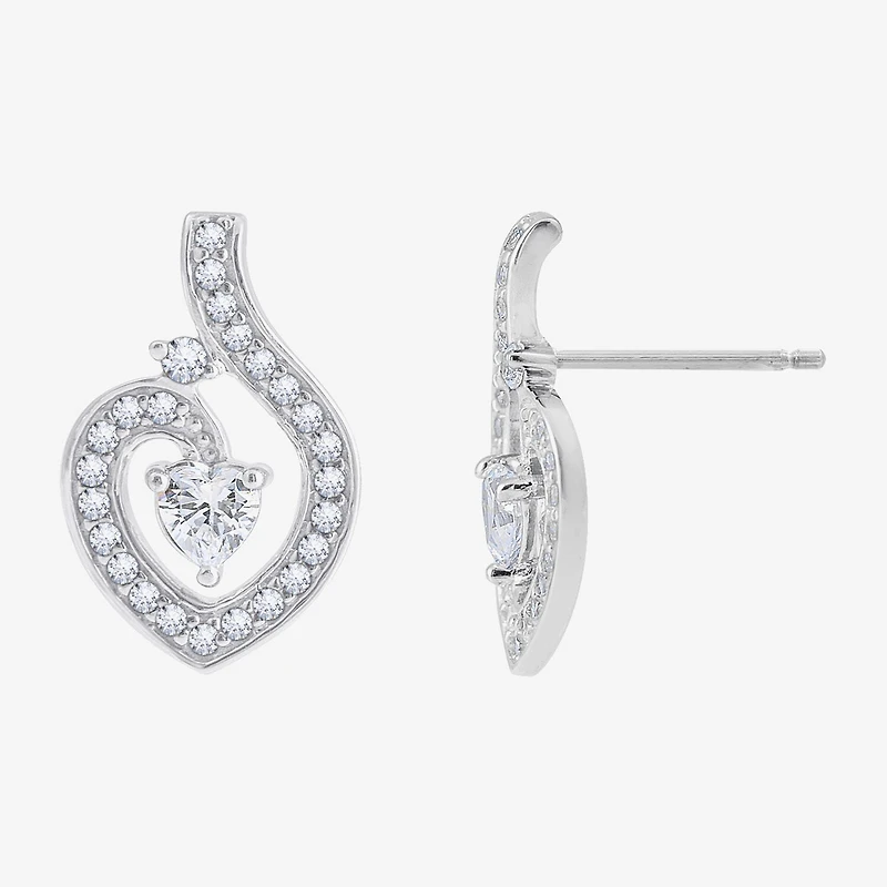Diamonart Womens Cubic Zirconia Sterling Silver Heart 2-pc. Jewelry Set