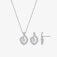 Diamonart Womens Cubic Zirconia Sterling Silver Heart 2-pc. Jewelry Set