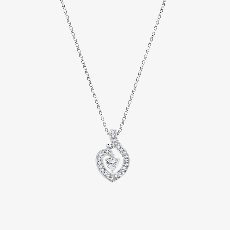 Diamonart Womens Cubic Zirconia Sterling Silver Heart 2-pc. Jewelry Set