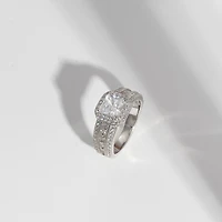 Diamonart Womens Cubic Zirconia Sterling Silver Side Stone Engagement Ring