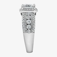 Diamonart Womens Cubic Zirconia Sterling Silver Side Stone Engagement Ring