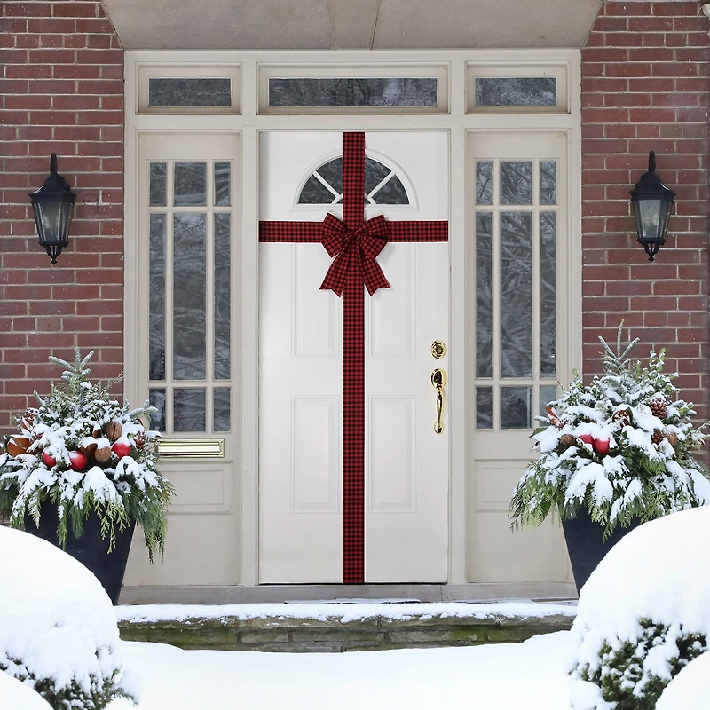 Northlight 14ft Red Buffalo Plaid Door Bow Indoor Ribbon