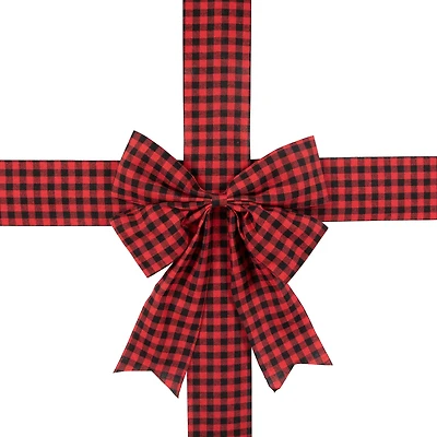 Northlight 14ft Red Buffalo Plaid Door Bow Indoor Ribbon