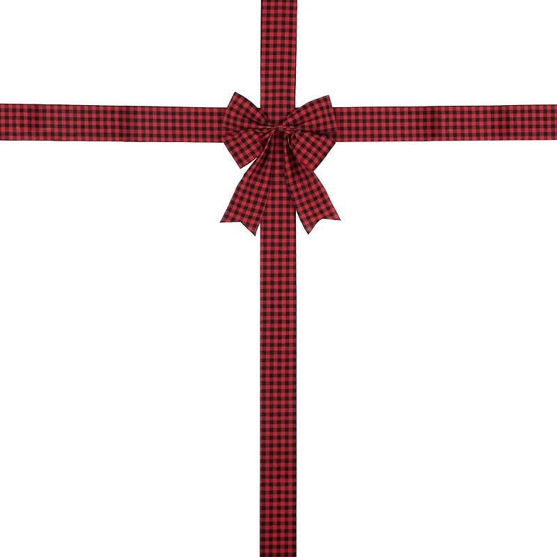 Northlight 14ft Red Buffalo Plaid Door Bow Indoor Ribbon