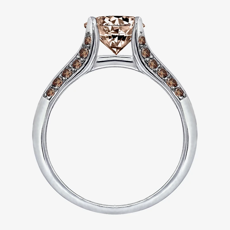 Diamonart Womens Cubic Zirconia Sterling Silver Side Stone Engagement Ring