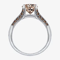 Diamonart Womens Cubic Zirconia Sterling Silver Side Stone Engagement Ring