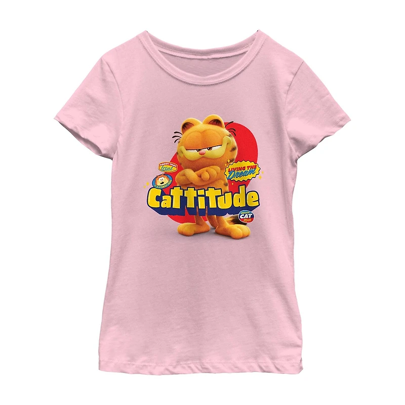 Little & Big Kid Girls Crew Neck Short Sleeve Garfield T-Shirt
