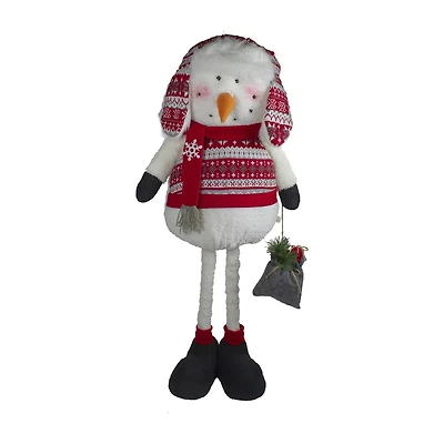 Northlight Plush Snowman Telescopic Legs Christmas Snowman Figurine
