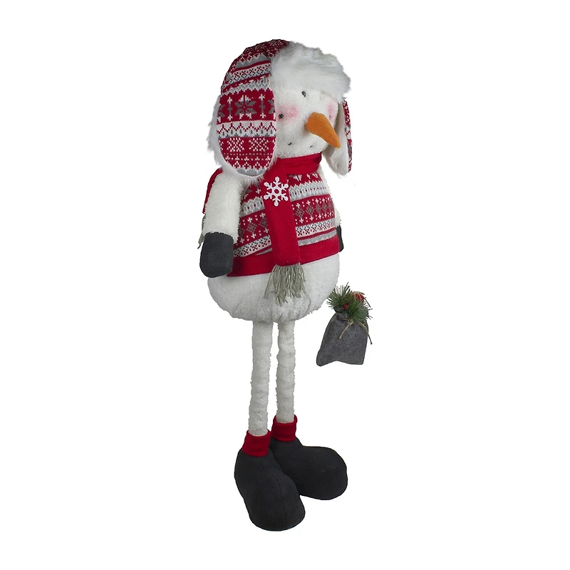 Northlight Plush Snowman Telescopic Legs Christmas Snowman Figurine