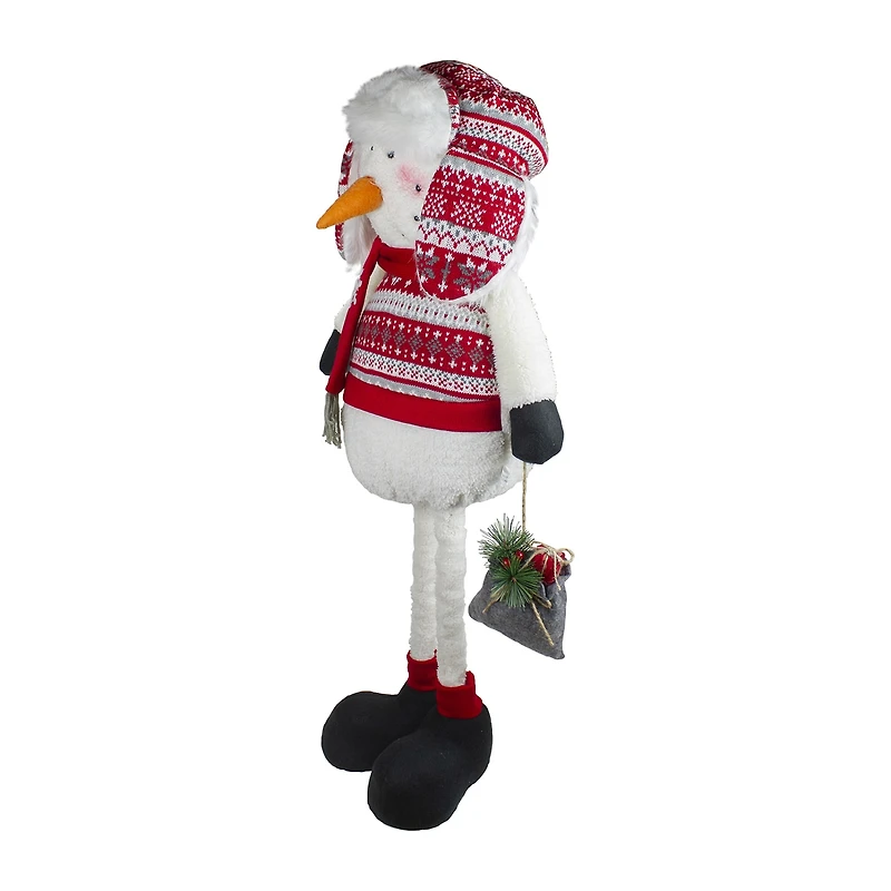 Northlight Plush Snowman Telescopic Legs Christmas Snowman Figurine