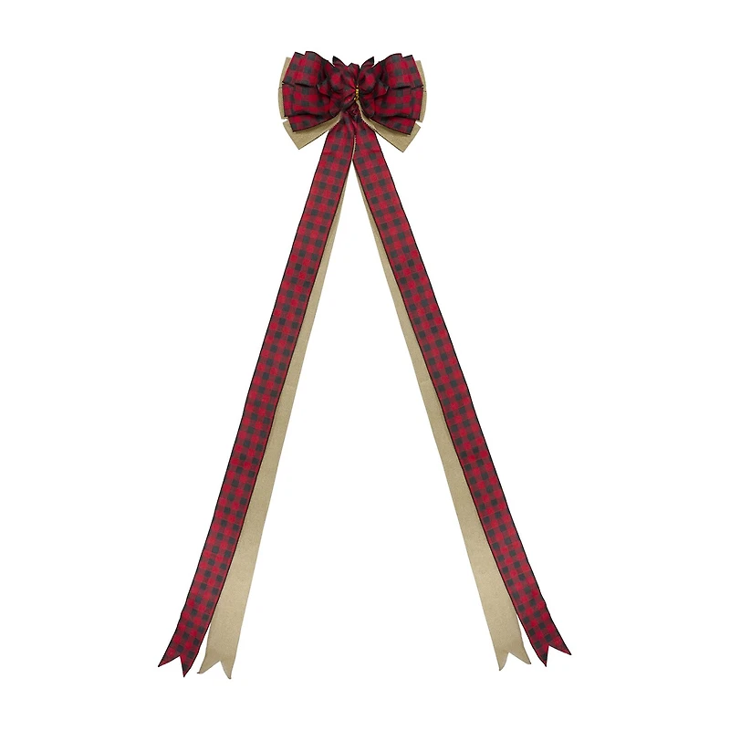 Northlight Plaid 16 Loop Bow Indoor Ribbon