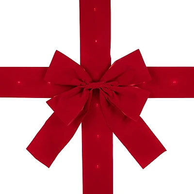 Northlight 14ft Prelit Red Velvet  Door Bow Indoor Velvet Ribbon