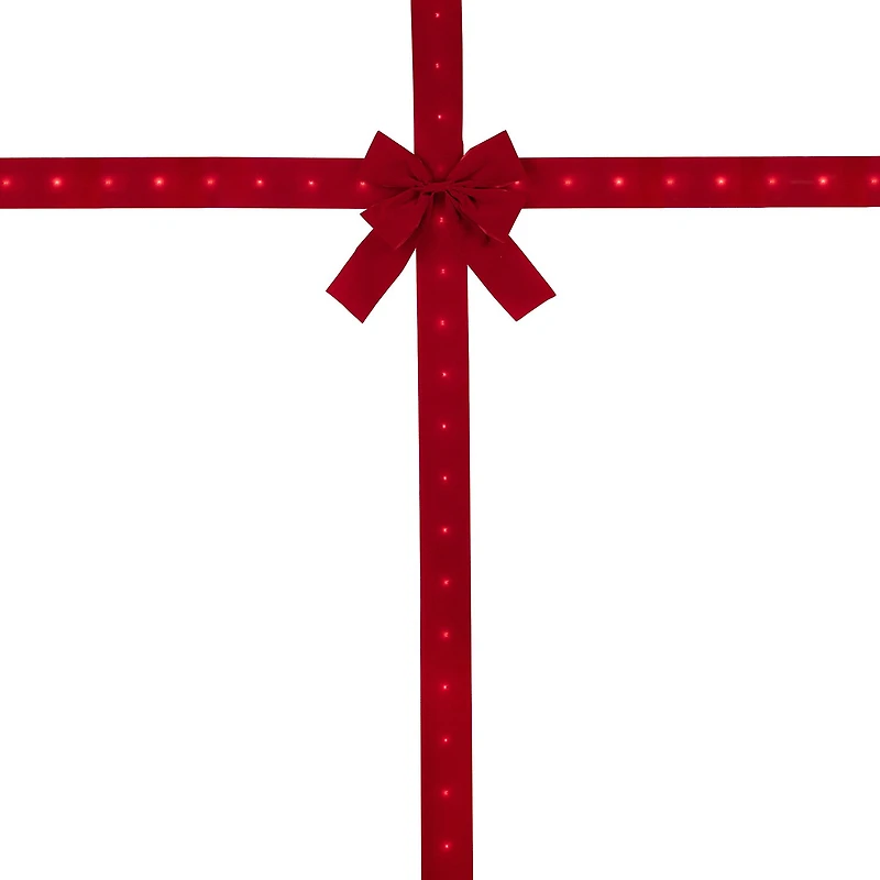 Northlight 14ft Prelit Red Velvet  Door Bow Indoor Velvet Ribbon