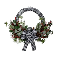 Northlight Houndstooth And Berry Wreath
