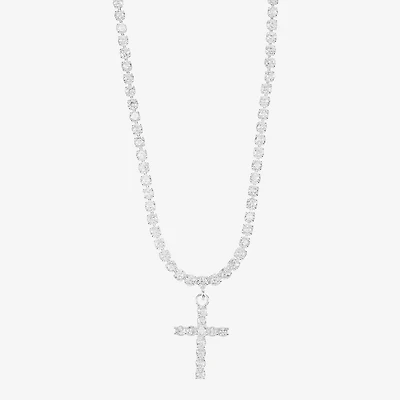 Sparkle Allure Womens Cubic Zirconia Pure Silver Over Brass 16 Inch Tennis Necklace