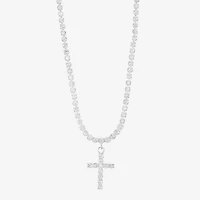 Sparkle Allure Womens Cubic Zirconia Pure Silver Over Brass 16 Inch Tennis Necklace