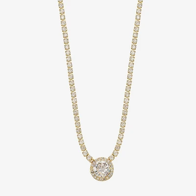 Sparkle Allure Womens Cubic Zirconia 14K Gold Over Brass 16 Inch Tennis Necklace