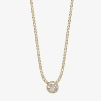 Sparkle Allure Womens Cubic Zirconia 14K Gold Over Brass 16 Inch Tennis Necklace