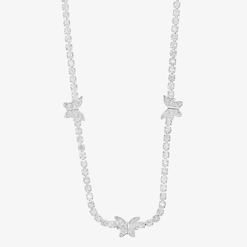 Sparkle Allure Womens Cubic Zirconia Pure Silver Over Brass 16 Inch Tennis Necklace