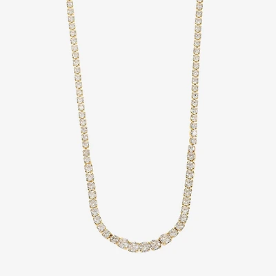 Sparkle Allure Womens Cubic Zirconia 14K Gold Over Brass 16 Inch Tennis Necklace