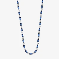 Sparkle Allure Womens Blue Cubic Zirconia Pure Silver Over Brass 16 Inch Tennis Necklace